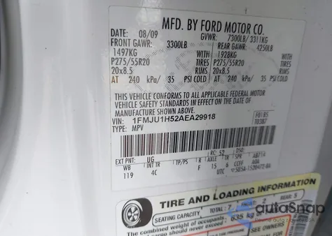 2010 Ford Expedition Eddie Bauer z USA, uszkodzony, nr VIN 1FMJU1H52AEA29918